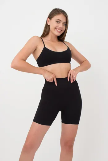 Шорты спортивные в рубчик Shorts rib wellness Giulia (black) Шорты спортивные в рубчик Shorts rib wellness Giulia (black)