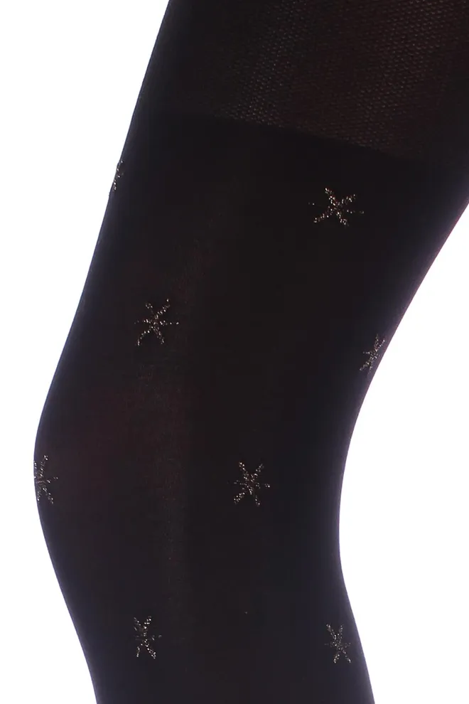 Колготки со снежинками Snowflake star 60 den Giulia (nero)