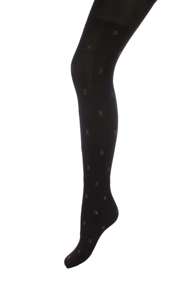 Колготки со снежинками Snowflake star 60 den Giulia (nero)