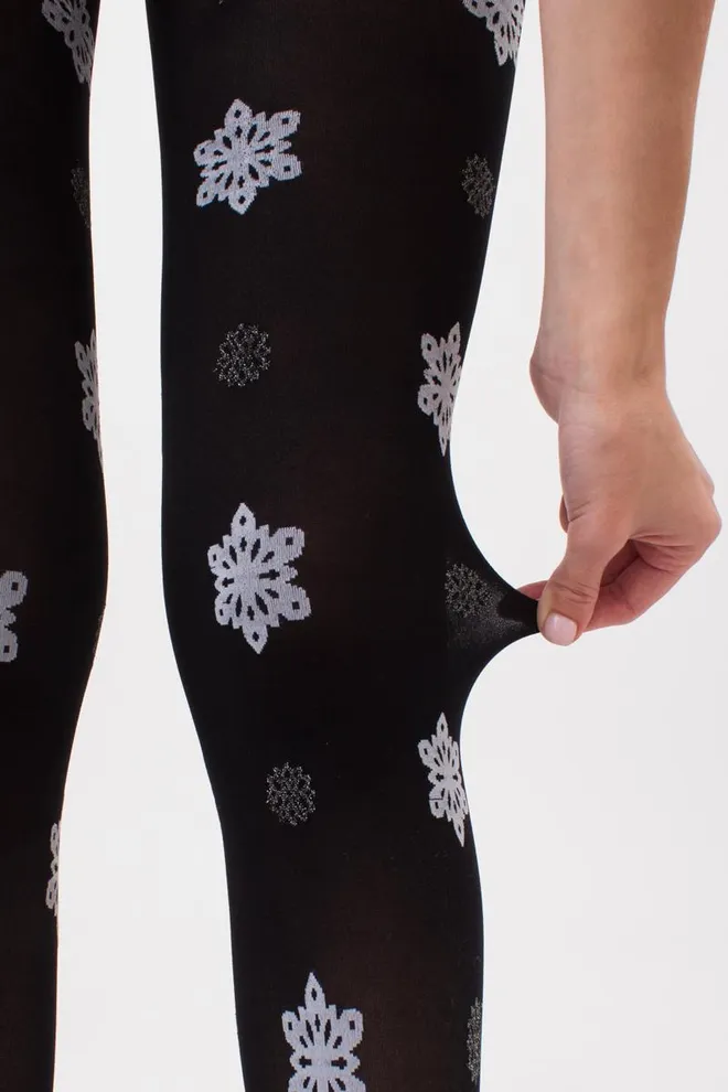 Колготки с рисунком новогодние Snowflake tights 60 den Giulia (black)