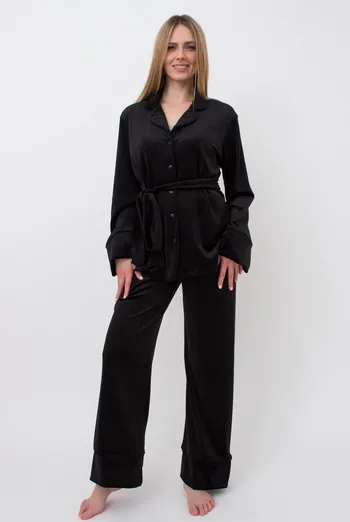 Комплект штаны и кофта на пуговицах с поясом SOFT WINTER 5509/080 Giulia (black), черный