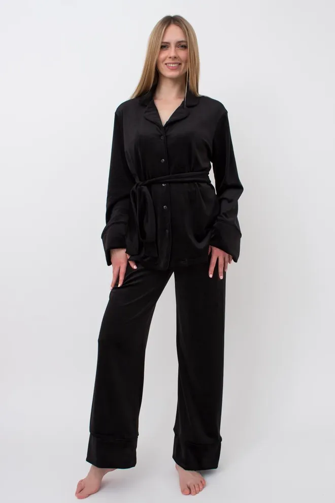 Комплект штаны и кофта на пуговицах с поясом SOFT WINTER 5509/080 Giulia (black), черный