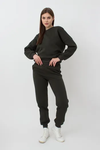 Женские спортивные штаны хлопковые на флисе Sport Style 4305/170 (khaki)