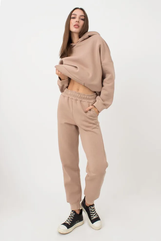 Женские спортивные штаны хлопковые на флисе Sport Style 4305/170 (beige)