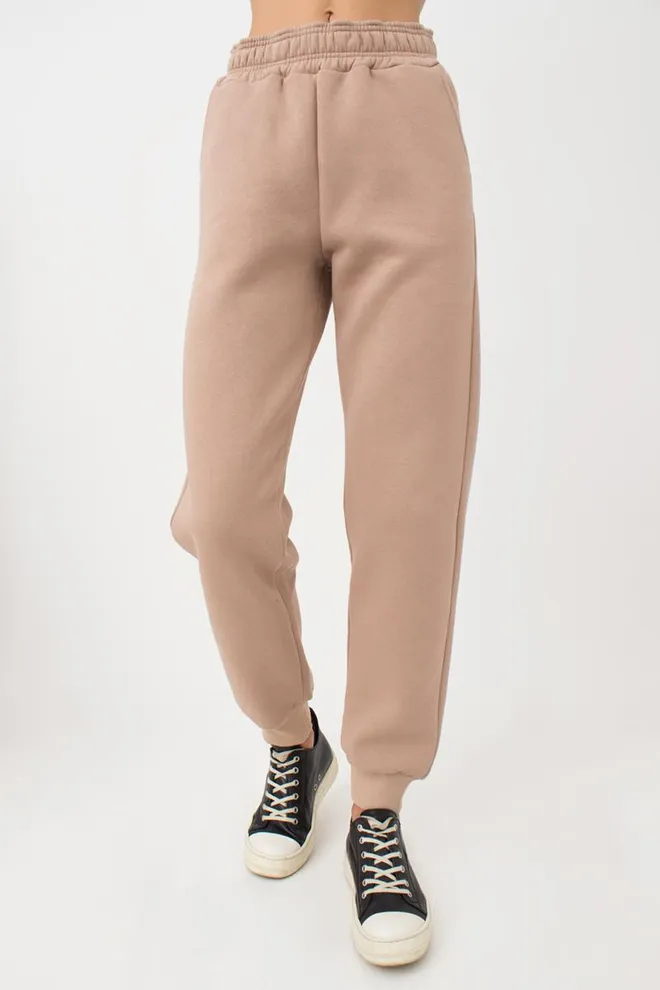 Женские спортивные штаны хлопковые на флисе Sport Style 4305/170 (beige)