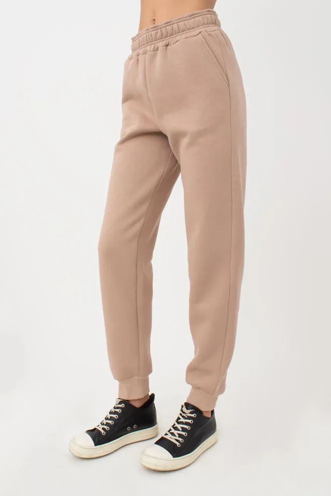 Женские спортивные штаны хлопковые на флисе Sport Style 4305/170 (beige)