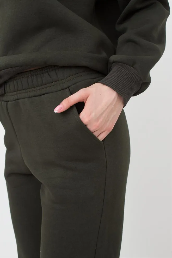 Женские спортивные штаны хлопковые на флисе Sport Style 4305/170 (khaki)