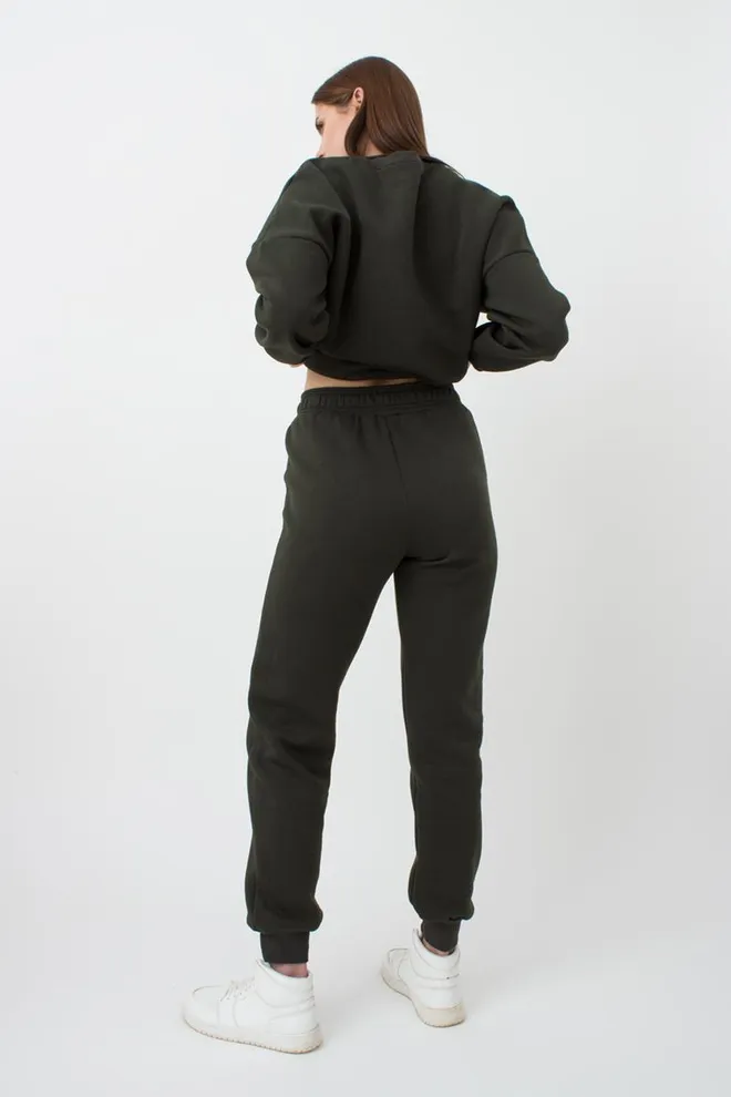 Женские спортивные штаны хлопковые на флисе Sport Style 4305/170 (khaki)