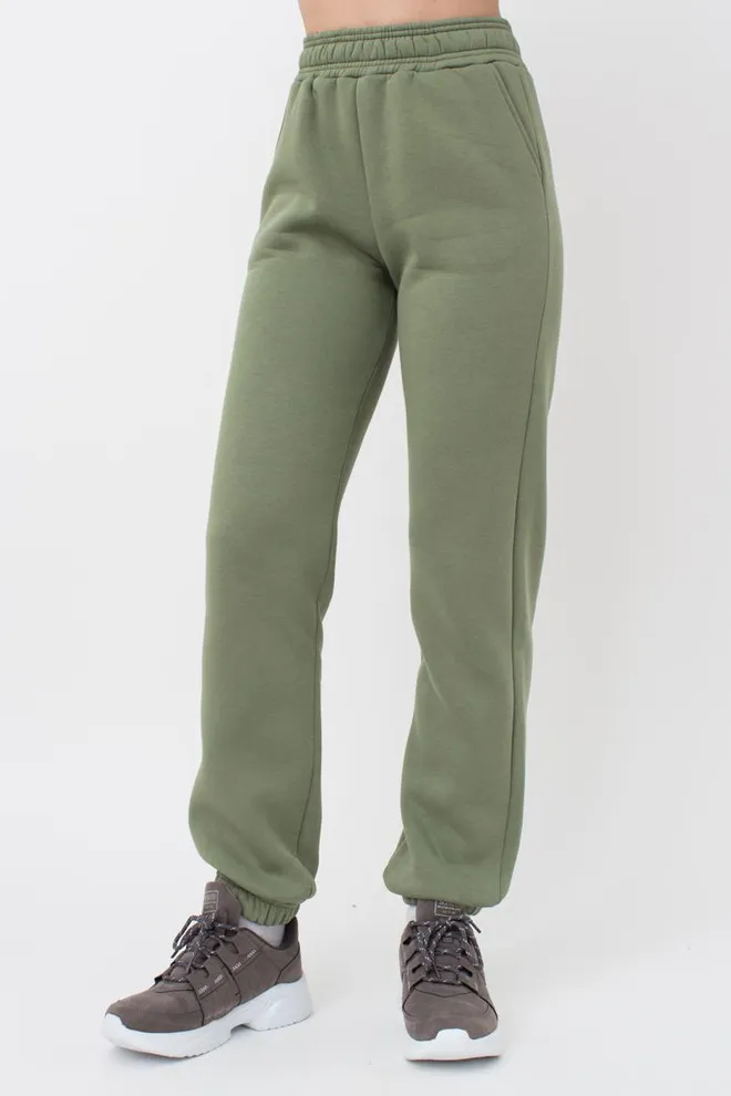 Штаны теплые на флисе с манжетами SPORT STYLE 4312/170 Giulia (olive), зеленый