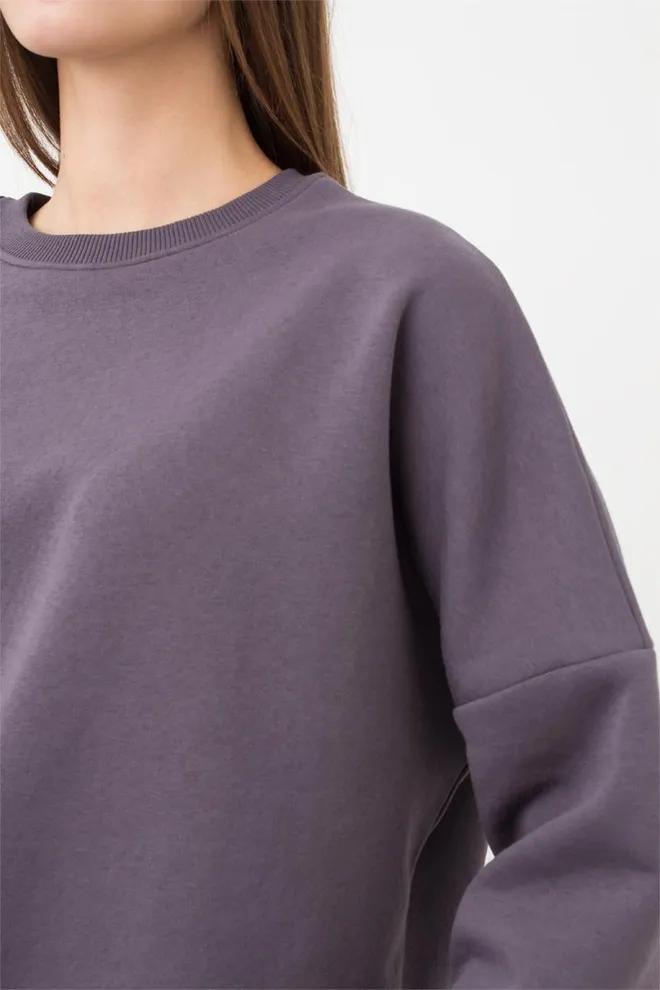 Женский свитшот оверсайз из хлопка на флисе Sport Style 4413/170 Giulia (grey)