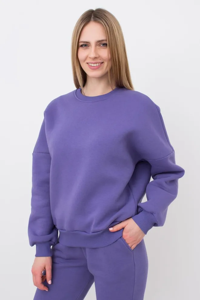 Женский свитшот оверсайз из хлопка на флисе SPORT STYLE 4413/170 Giulia (plum), фиолетовый