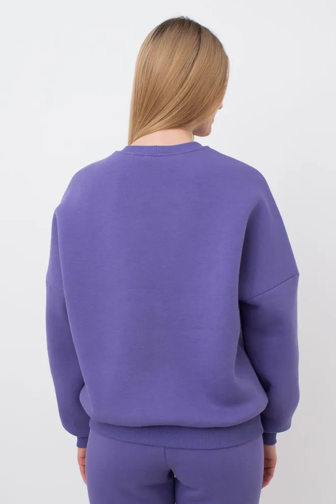 Женский свитшот оверсайз из хлопка на флисе SPORT STYLE 4413/170 Giulia (plum), фиолетовый