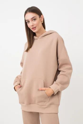 Женский худи оверсайз из хлопка на флисе Sport Style 4409/160 Giulia (beige) Женский худи оверсайз из хлопка на флисе Sport Style 4409/160 Giulia (beige)
