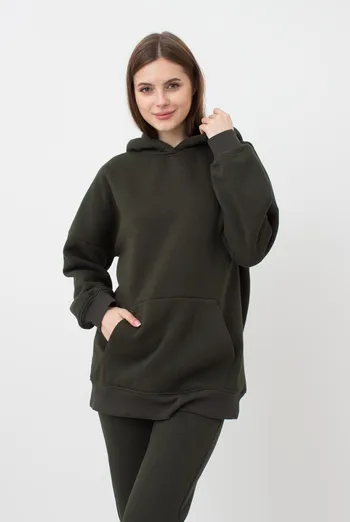 Женский худи оверсайз из хлопка на флисе Sport Style 4414/170 Giulia (khaki)