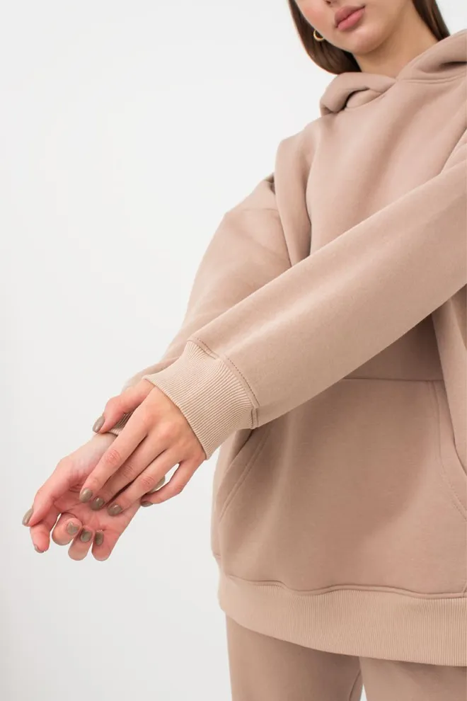 Женский худи оверсайз из хлопка на флисе Sport Style 4409/160 Giulia (beige)