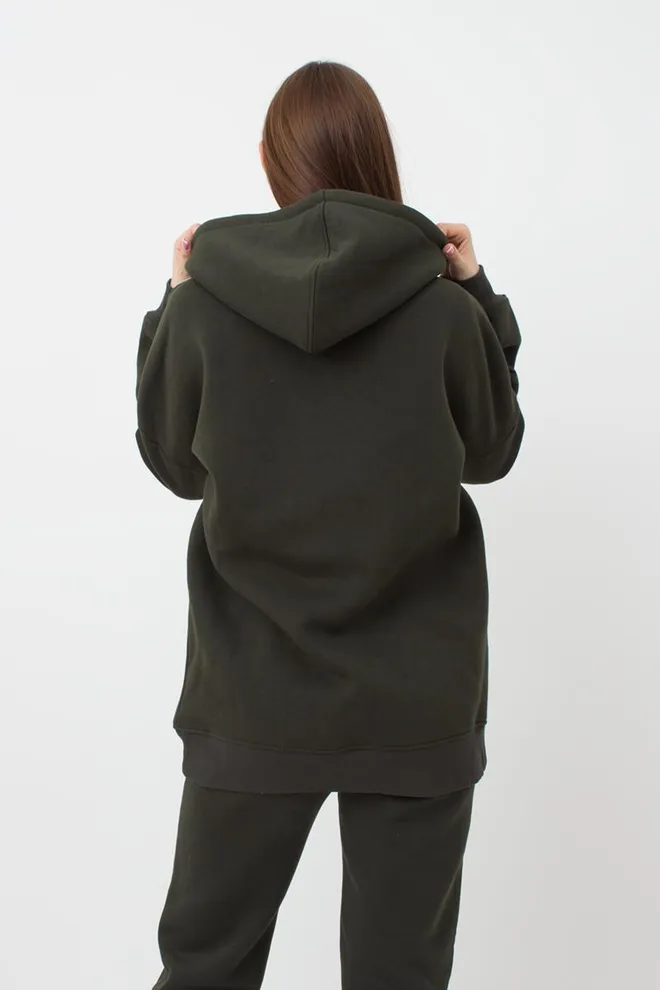 Женский худи оверсайз из хлопка на флисе Sport Style 4414/170 Giulia (khaki)