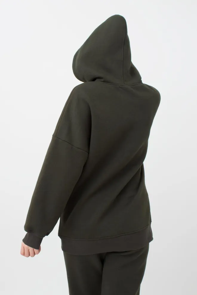 Женский худи оверсайз из хлопка на флисе Sport Style 4414/170 Giulia (khaki)
