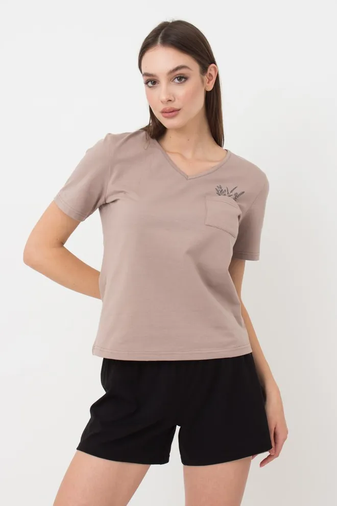 Женская футболка с принтом Spring flowers 4805/010 Giulia (mokko)