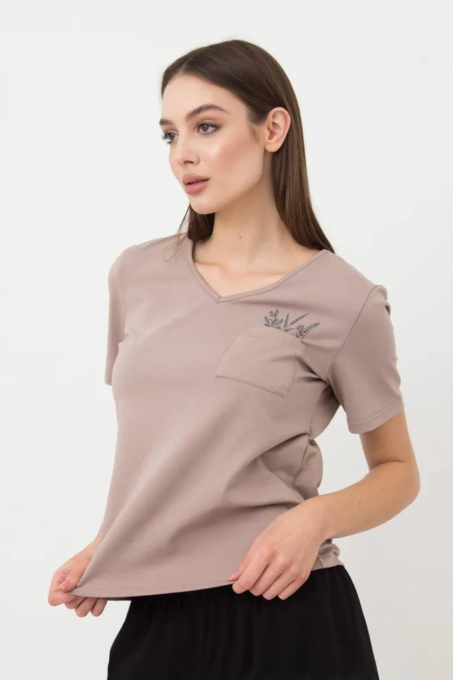 Женская футболка с принтом Spring flowers 4805/010 Giulia (mokko)