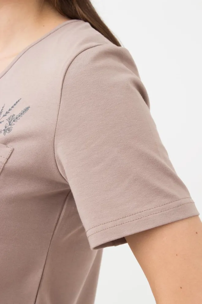 Женская футболка с принтом Spring flowers 4805/010 Giulia (mokko)