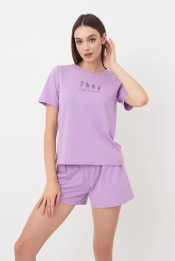 Женская хлопковая пижама Spring flowers 6122/010 Giulia (lilac) Женская хлопковая пижама Spring flowers 6122/010 Giulia (lilac)