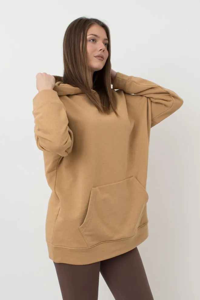 Женский худи оверсайз хлопковый Street Style 4414/160 Giulia (mustard)