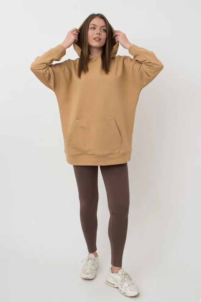 Женский худи оверсайз хлопковый Street Style 4414/160 Giulia (mustard)