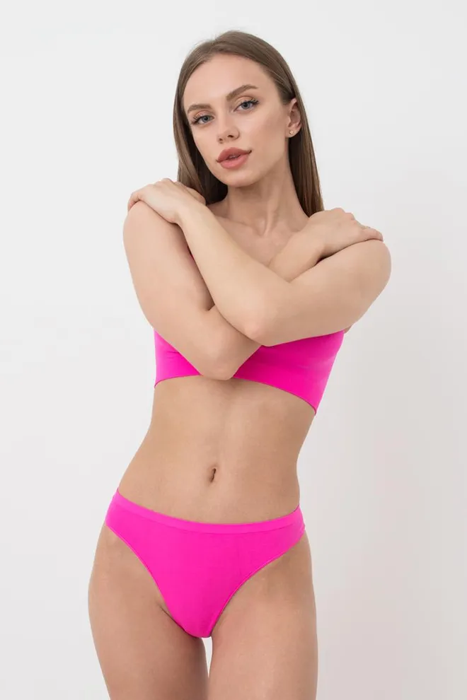 Женские бесшовные трусы стринги String briefs color Giulia (pink neon)