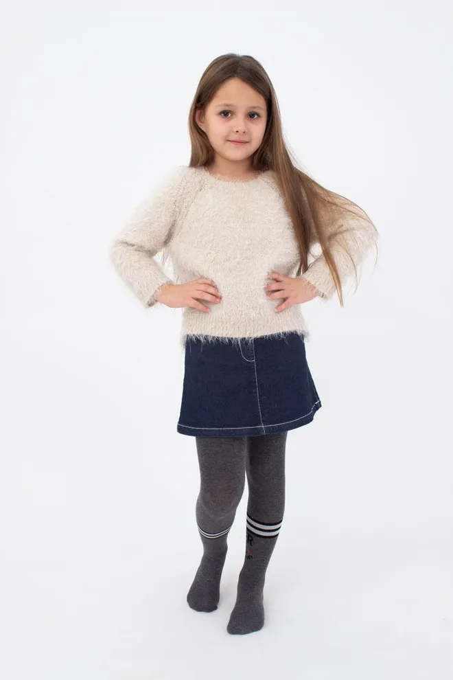 Подростковые колготки с рисунком Super girl D091 teen girl Giulia (dark grey melange)