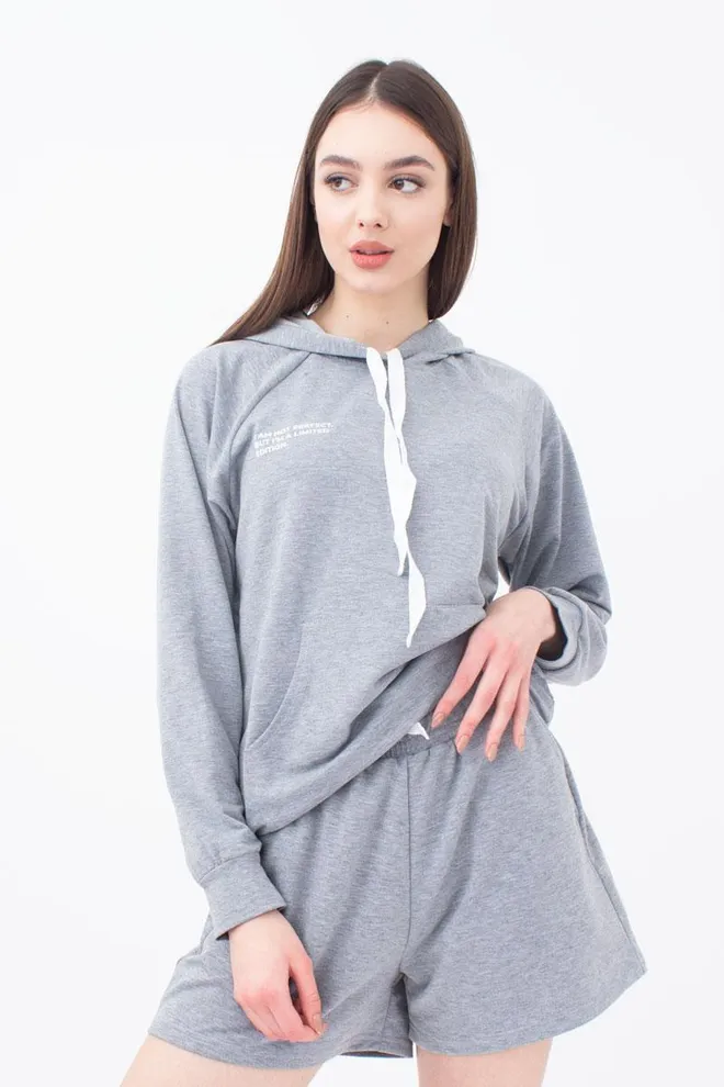 Свитшот с капюшоном женский Sweatshirt sport 4409/010 Giulia (grey melange)