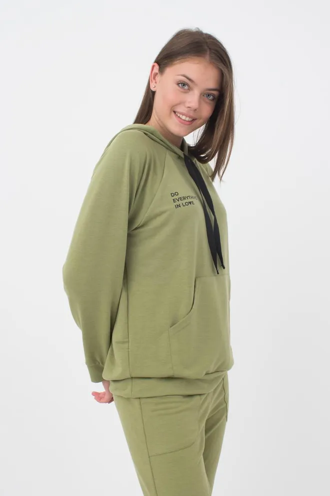 Свитшот с капюшоном женский Sweatshirt sport 4409/010 Giulia (khaki)