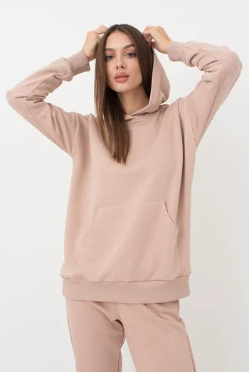 Женский худи из хлопка Sweatshirt sport 4409/160 Giulia (mokko) Женский худи из хлопка Sweatshirt sport 4409/160 Giulia (mokko)
