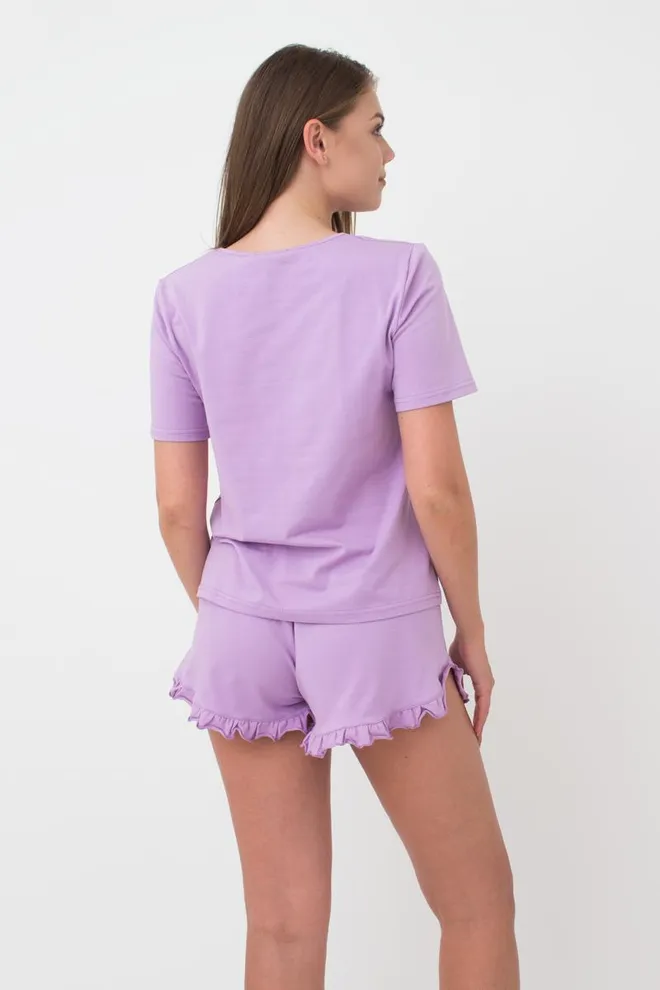 Женские хлопковые шорты с рюшами SPRING FLOWERS 4211/010 Giulia (lilac), фиолетовый