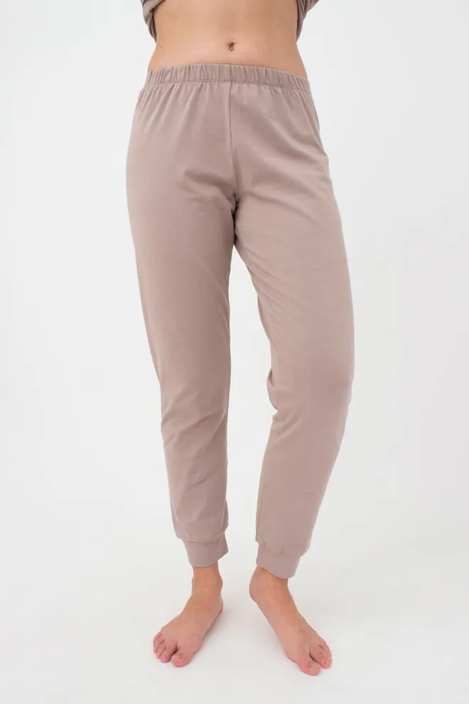 Женские хлопковые штаны Spring flowers 4316/010 Giulia (mokko)