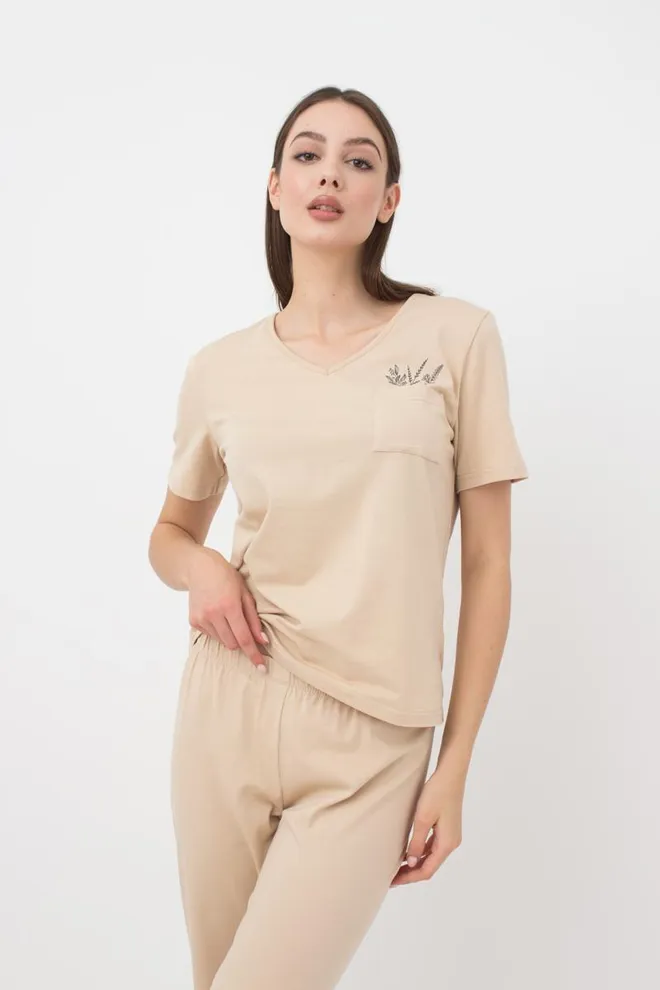 Женская футболка с принтом Spring flowers 4805/010 Giulia (beige)