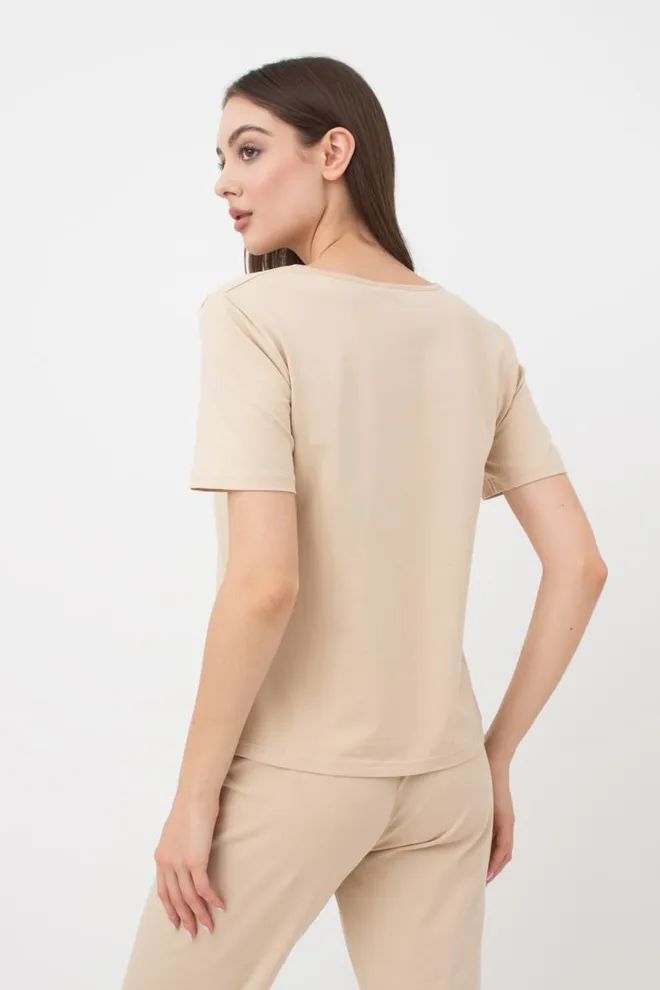 Женская футболка с принтом Spring flowers 4805/010 Giulia (beige)