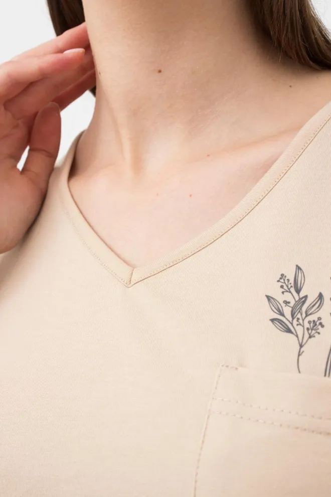 Женская футболка с принтом Spring flowers 4805/010 Giulia (beige)