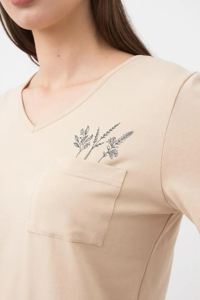 Женская футболка с принтом Spring flowers 4805/010 Giulia (beige)