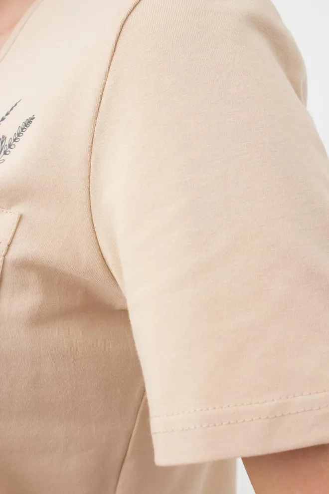 Женская футболка с принтом Spring flowers 4805/010 Giulia (beige)