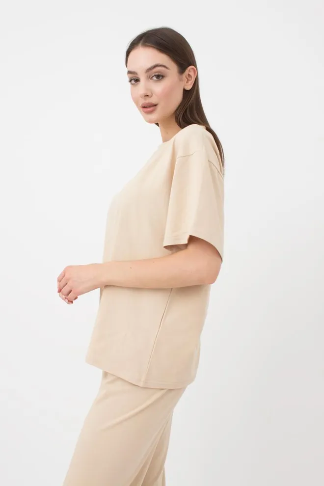 Женская футболка оверсайз с принтом Spring flowers 4806/010 Giulia (beige)