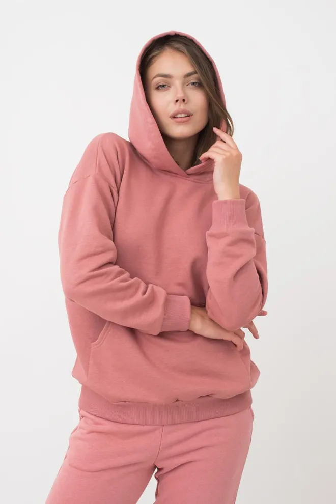 Женский худи из хлопка Sweatshirt sport 4409/160 Giulia (french rose)