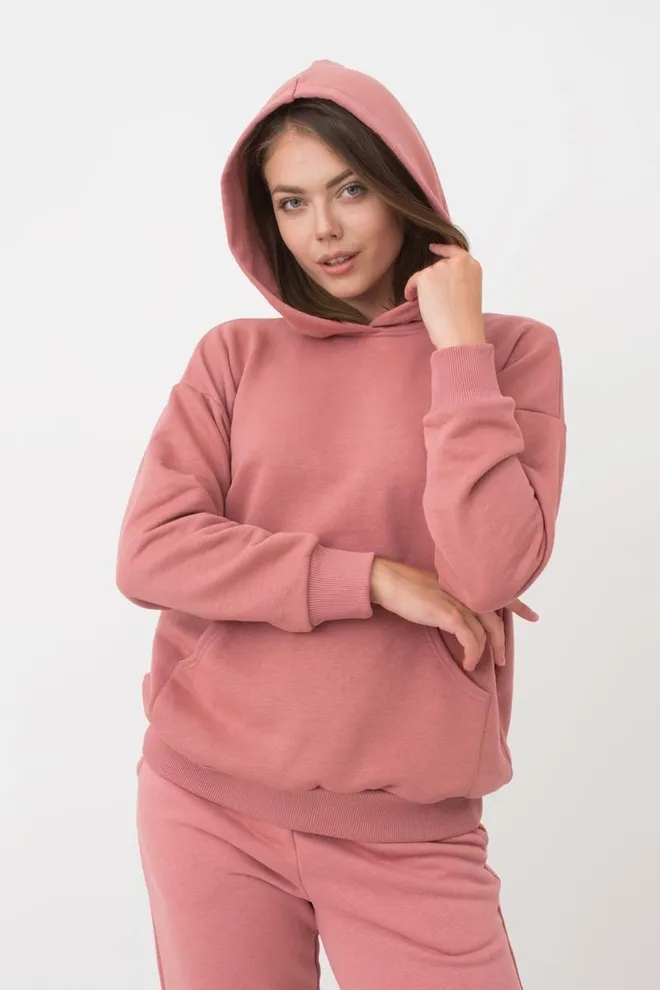 Женский худи из хлопка Sweatshirt sport 4409/160 Giulia (french rose)