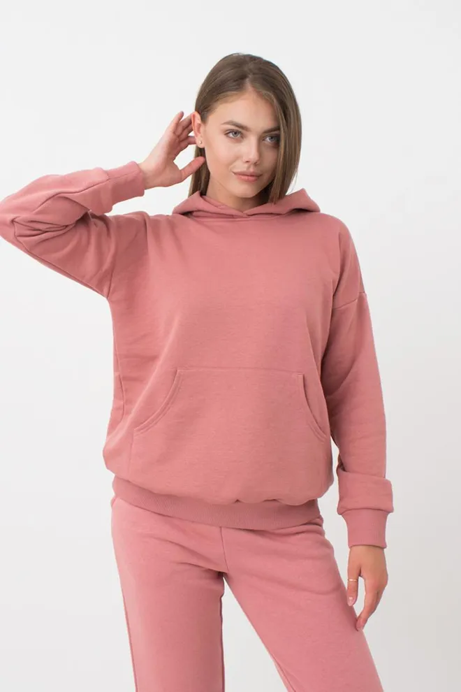 Женский худи из хлопка Sweatshirt sport 4409/160 Giulia (french rose)