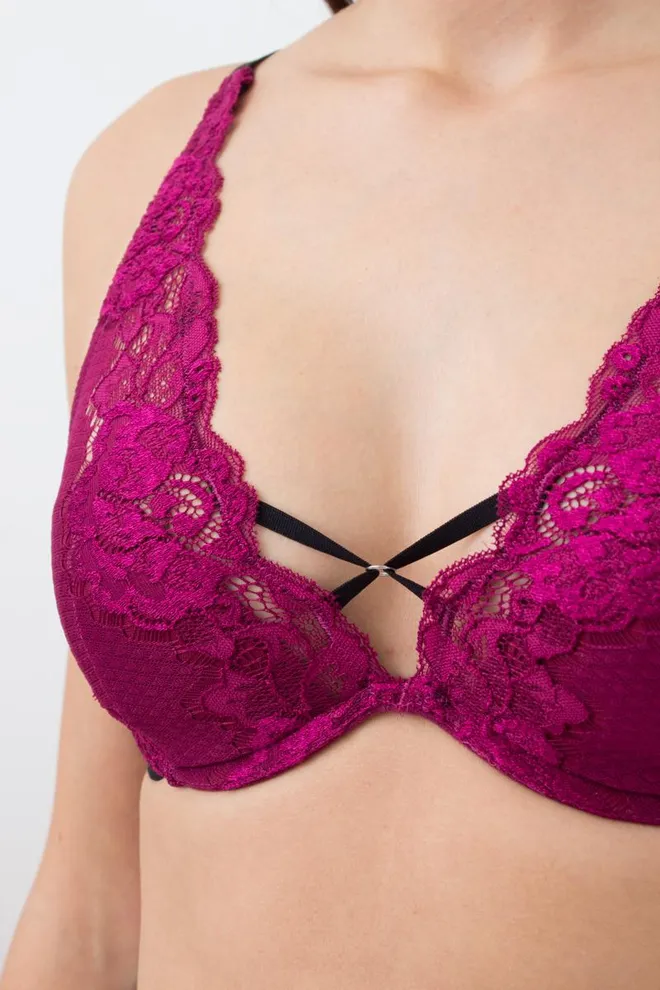 Кружевной бюстгальтер на косточках Sweet plum 1252/31 Giulia (plum)