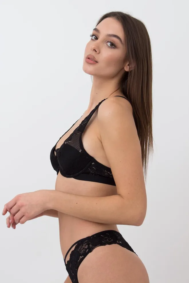 Кружевной бюстгальтер на косточках Sweet plum 1252/31 Giulia (black)