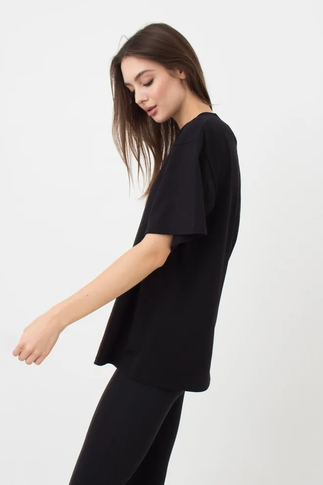 Женская хлопковая футболка T-shirt basic 4806/010 Giulia (black)