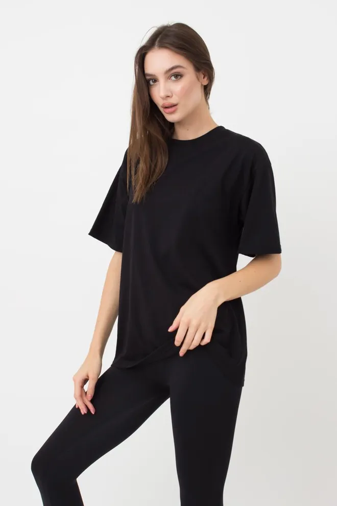Женская хлопковая футболка T-shirt basic 4806/010 Giulia (black)
