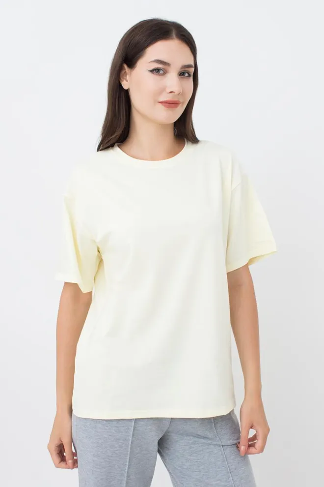 Женская хлопковая футболка T-shirt basic 4806/010 Giulia (milk), бежевый