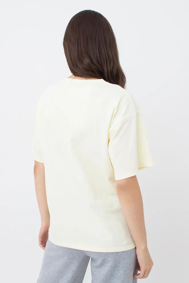 Женская хлопковая футболка T-shirt basic 4806/010 Giulia (milk), бежевый