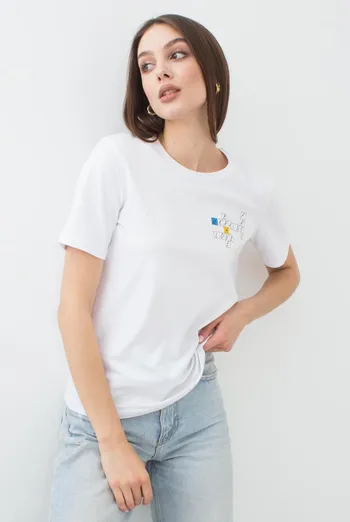 Футболка женская T-shirt print 4802/60 Giulia (white/crossword) Футболка женская T-shirt print 4802/60 Giulia (white/crossword)